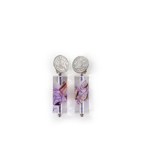 Hermes Multicolor Bijouterie Fantaisie Resin Drop Earrings - Picture 4 of 4